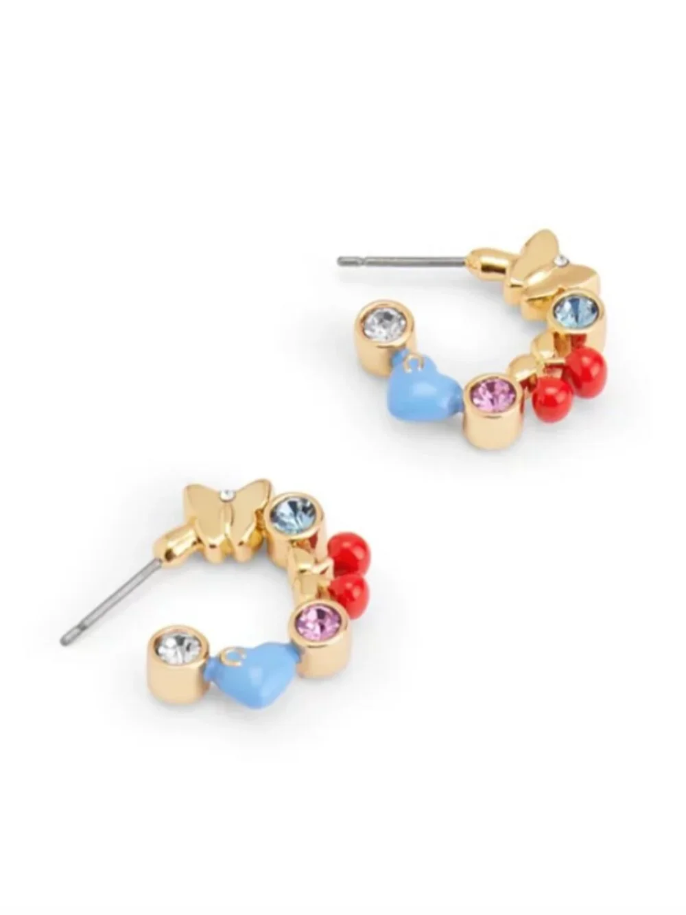 COACH Faux Stone Signature Charm Huggie Earrings - NWT $85 MSRP - Picture 3 of 10